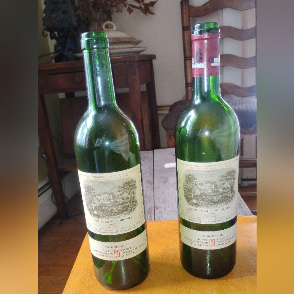 Empty Bottles Of 1995 Chateau Lafite Rothschild Bordeaux, Pauillac